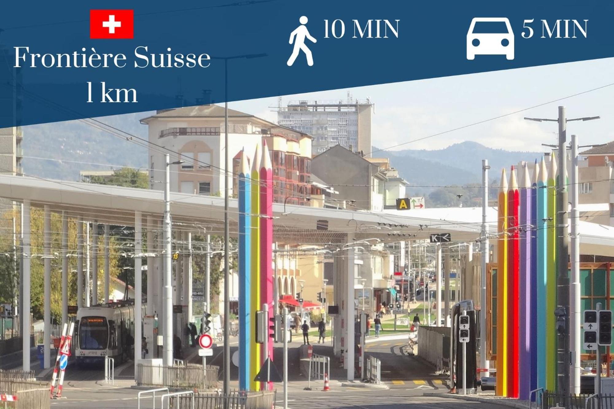 Homey Keola - Parking Prive Gratuit - Aux Portes De Geneve - Au Pied Du Tram - Appartement Avec 1 Chambre Et Un Grand Salon Avec Un Canape-Lit Ambilly Dış mekan fotoğraf
